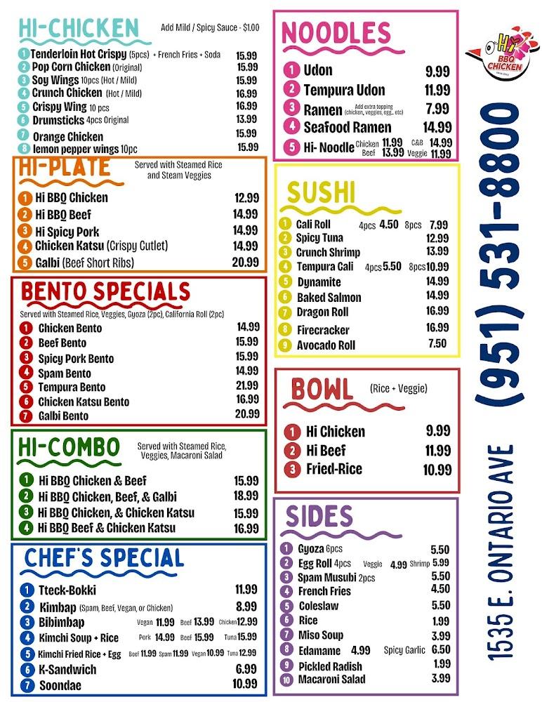 HI BBQ CHICKEN - Korean Restaurant Menu image 1